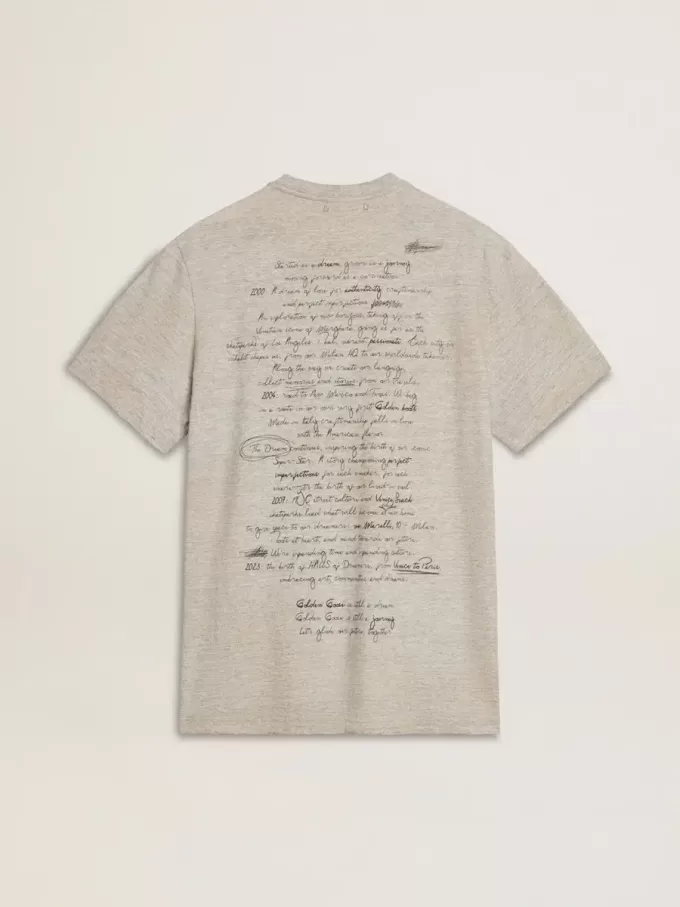 T-shirt da uomo grigia con scritte nere