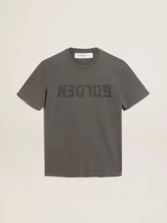 T-shirt da uomo grigio antracite con trattamento effetto consumato T-shirt da uomo grigio antracite con trattamento effetto consumato
