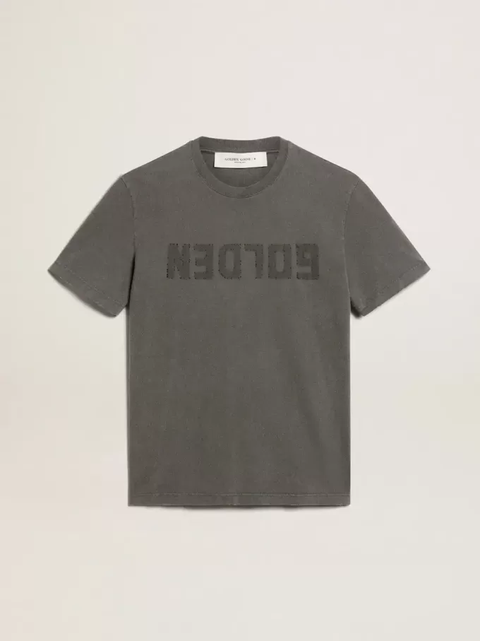 T-shirt da uomo grigio antracite con trattamento effetto consumato T-shirt da uomo grigio antracite con trattamento effetto consumato