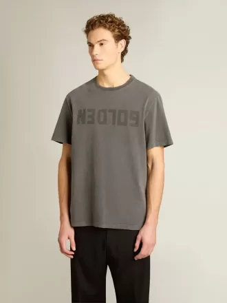 T-shirt da uomo grigio antracite con trattamento effetto consumato T-shirt da uomo grigio antracite con trattamento effetto consumato