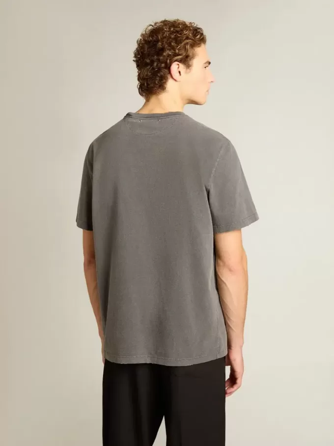 T-shirt da uomo grigio antracite con trattamento effetto consumato T-shirt da uomo grigio antracite con trattamento effetto consumato