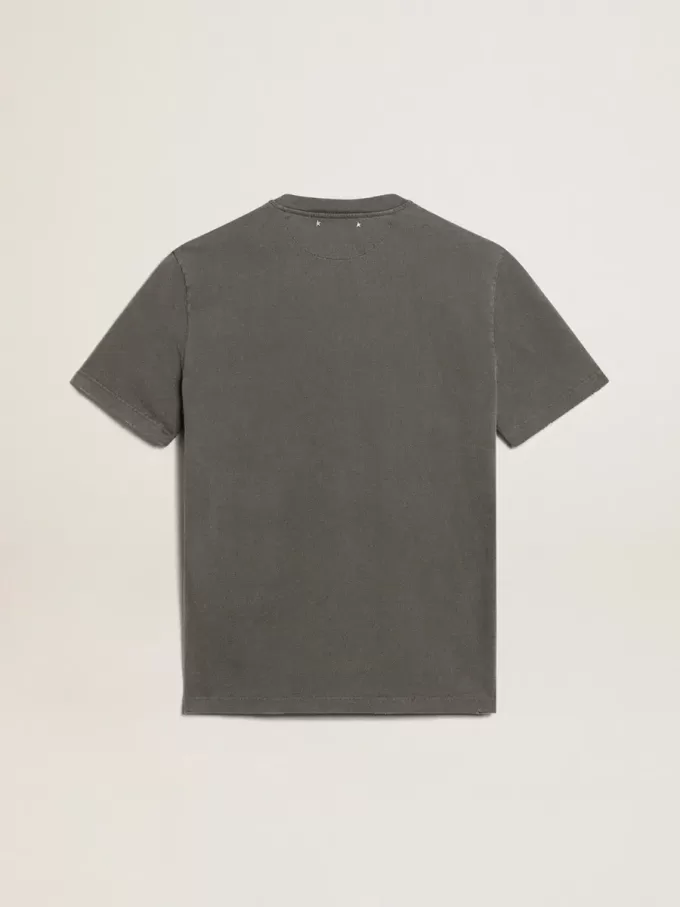 T-shirt da uomo grigio antracite con trattamento effetto consumato T-shirt da uomo grigio antracite con trattamento effetto consumato