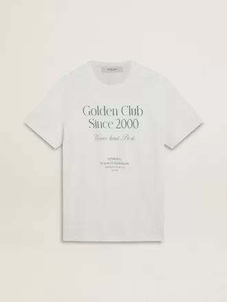 T-shirt da uomo in cotone bianco con stampa verde
