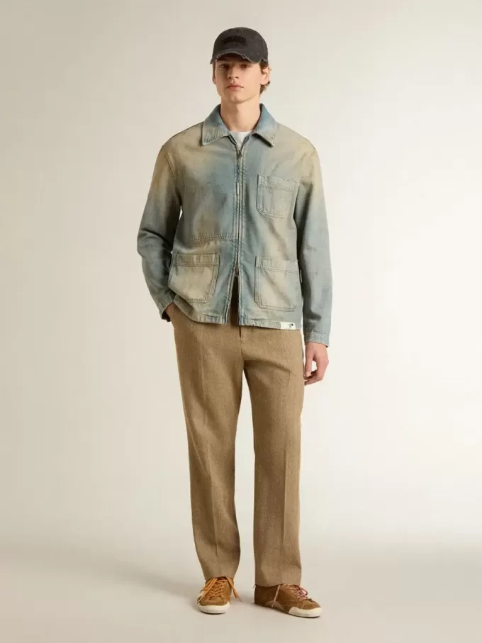 T-shirt da uomo in cotone bianco con stampa verde