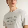 T-shirt da uomo in cotone bianco con stampa verde