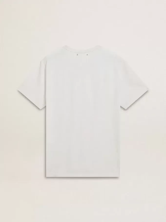 T-shirt da uomo in cotone bianco con stampa verde