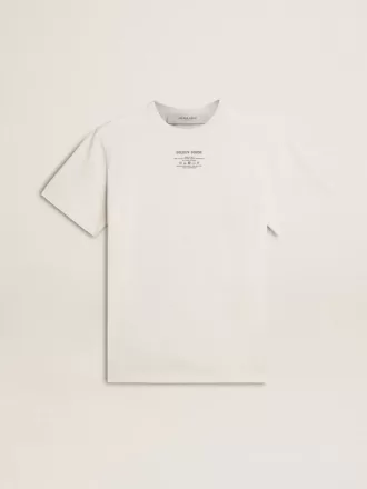 T-shirt da uomo in cotone bianco consumato con scritte nere