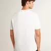 T-shirt da uomo in cotone bianco consumato con scritte nere T-shirt da uomo in cotone bianco consumato con scritte nere