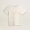 T-shirt da uomo in cotone bianco invecchiato con stampa e ricamo T-shirt da uomo in cotone bianco invecchiato con stampa e ricamo