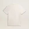 T-shirt da uomo in cotone bianco invecchiato con stampa sul cuore