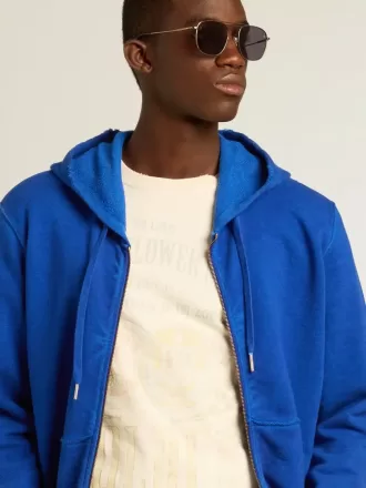 T-shirt da uomo in cotone bianco invecchiato con stampa sul davanti