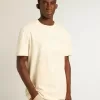 T-shirt da uomo in cotone bianco invecchiato con stampa sul davanti T-shirt da uomo in cotone bianco invecchiato con stampa sul davanti