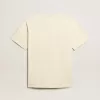T-shirt da uomo in cotone bianco invecchiato con stampa sul davanti T-shirt da uomo in cotone bianco invecchiato con stampa sul davanti