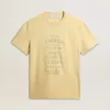 T-shirt da uomo in cotone giallo pallido con scritte sbiadite T-shirt da uomo in cotone giallo pallido con scritte sbiadite