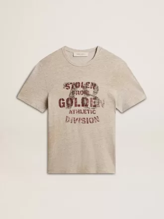 T-shirt da uomo in cotone grigio con stampa vintage sul davanti