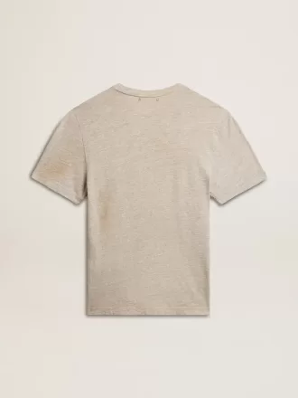 T-shirt da uomo in cotone grigio con stampa vintage sul davanti