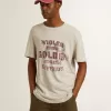 T-shirt da uomo in cotone grigio con stampa vintage sul davanti T-shirt da uomo in cotone grigio con stampa vintage sul davanti