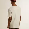 T-shirt da uomo in cotone grigio con stampa vintage sul davanti T-shirt da uomo in cotone grigio con stampa vintage sul davanti