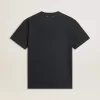 T-shirt da uomo in cotone nero consumato con stampa sul davanti T-shirt da uomo in cotone nero consumato con stampa sul davanti