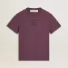 T-shirt da uomo in cotone viola consumato con stampa logo