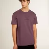 T-shirt da uomo in cotone viola consumato con stampa logo