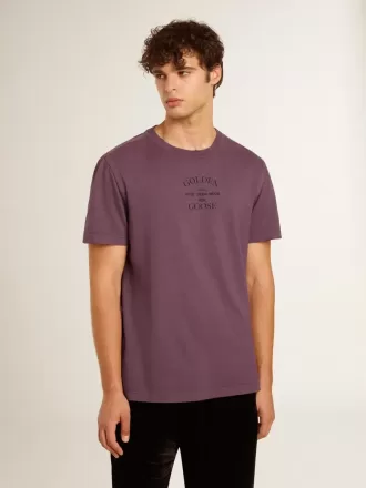 T-shirt da uomo in cotone viola consumato con stampa logo