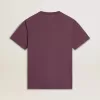 T-shirt da uomo in cotone viola consumato con stampa logo
