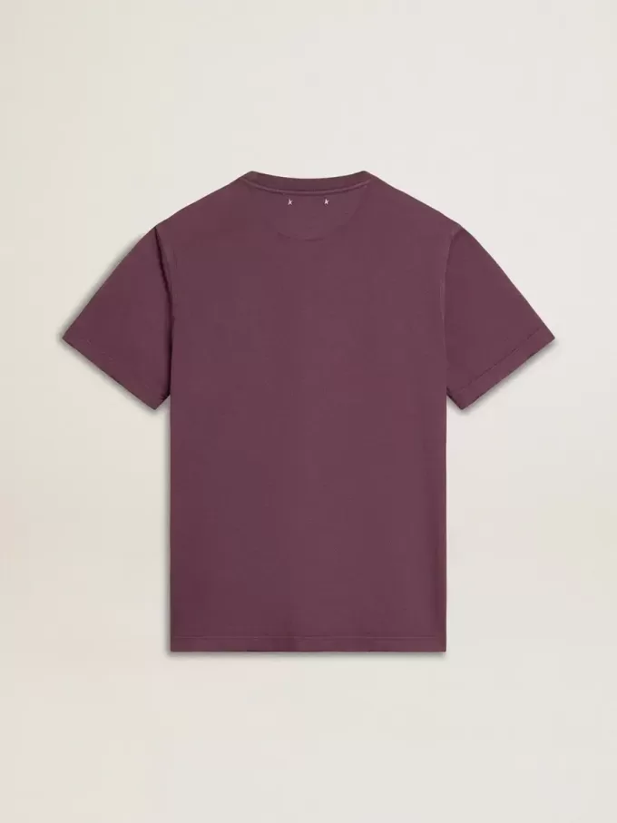 T-shirt da uomo in cotone viola consumato con stampa logo
