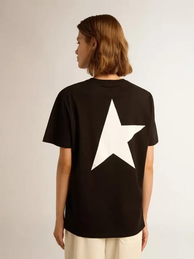 T-shirt della collezione Black Star con logo bianco a contrasto e stella T-shirt della collezione Black Star con logo bianco a contrasto e stella