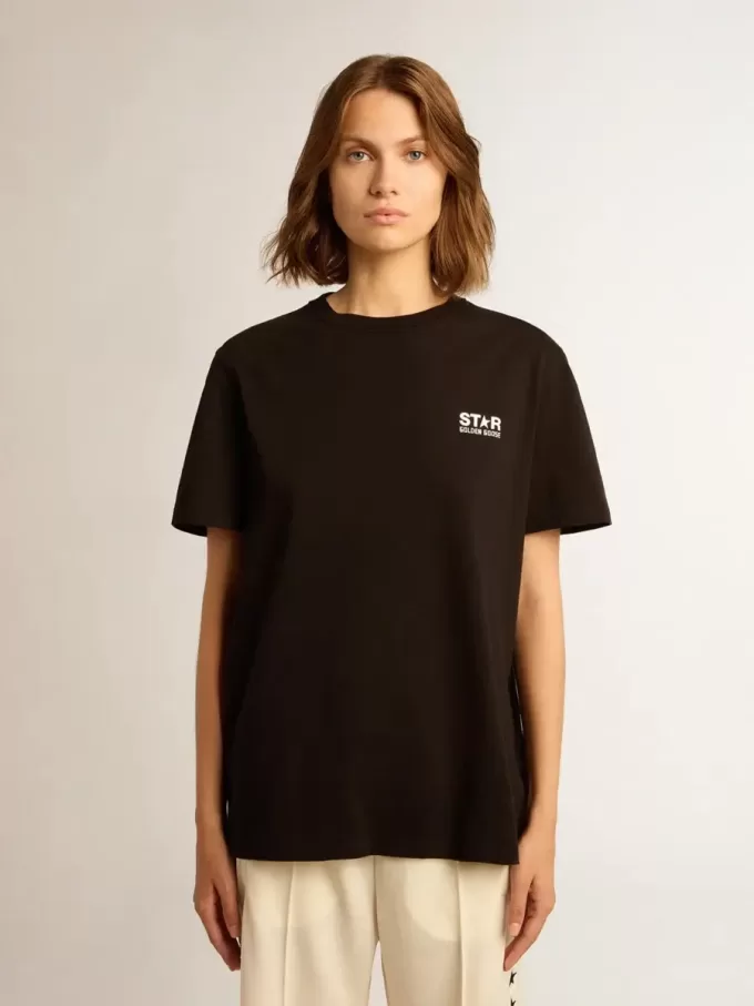 T-shirt della collezione Black Star con logo bianco a contrasto e stella T-shirt della collezione Black Star con logo bianco a contrasto e stella