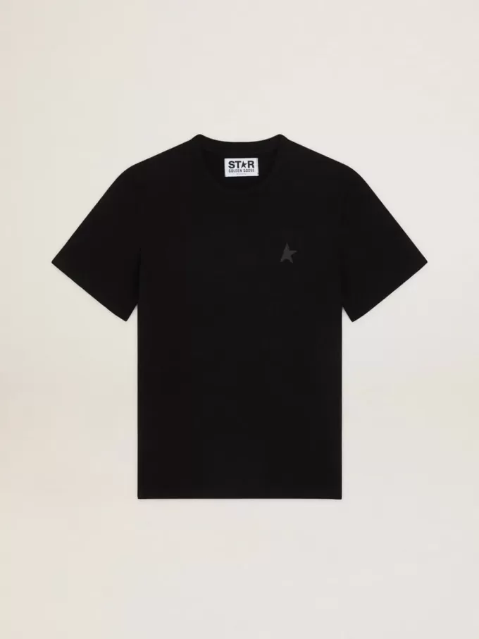 T-shirt della collezione Black Star con stella tono su tono sul davanti T-shirt della collezione Black Star con stella tono su tono sul davanti