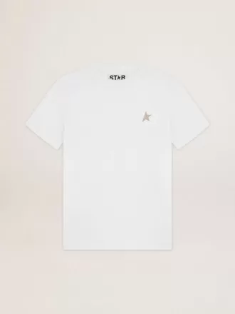 T-shirt della collezione White Star con stella in glitter dorato sul davanti