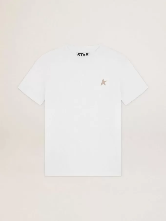 T-shirt della collezione White Star con stella in glitter dorato sul davanti T-shirt della collezione White Star con stella in glitter dorato sul davanti