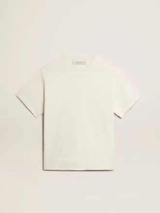 T-shirt in bianco invecchiato con logo rovesciato sul retro – Jersey Capsule