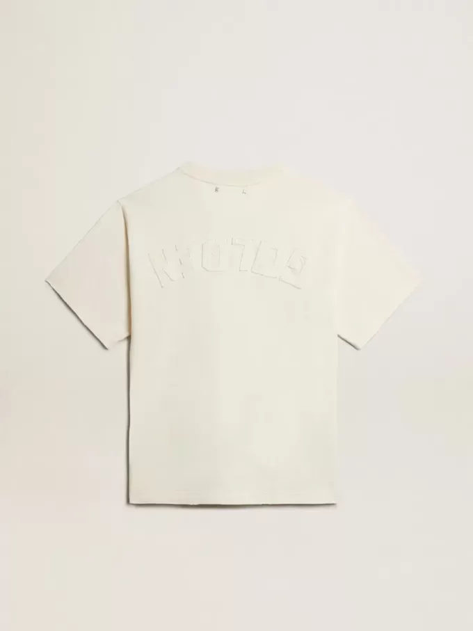 T-shirt in bianco invecchiato con logo rovesciato sul retro – Jersey Capsule T-shirt in bianco invecchiato con logo rovesciato sul retro – Jersey Capsule