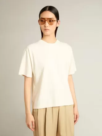 T-shirt in bianco invecchiato con logo rovesciato sul retro – Jersey Capsule