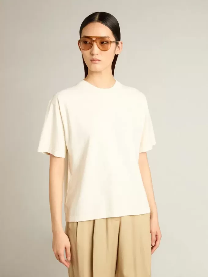 T-shirt in bianco invecchiato con logo rovesciato sul retro – Jersey Capsule T-shirt in bianco invecchiato con logo rovesciato sul retro – Jersey Capsule
