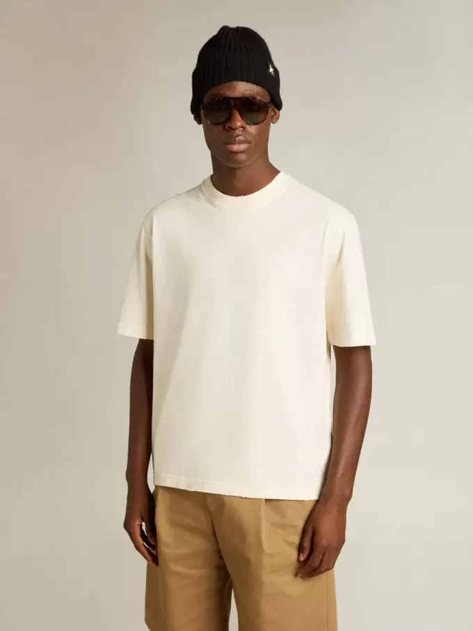 T-shirt in bianco invecchiato con logo rovesciato sul retro – Jersey Capsule T-shirt in bianco invecchiato con logo rovesciato sul retro – Jersey Capsule