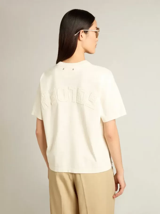 T-shirt in bianco invecchiato con logo rovesciato sul retro – Jersey Capsule T-shirt in bianco invecchiato con logo rovesciato sul retro – Jersey Capsule