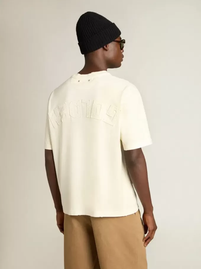 T-shirt in bianco invecchiato con logo rovesciato sul retro – Jersey Capsule T-shirt in bianco invecchiato con logo rovesciato sul retro – Jersey Capsule