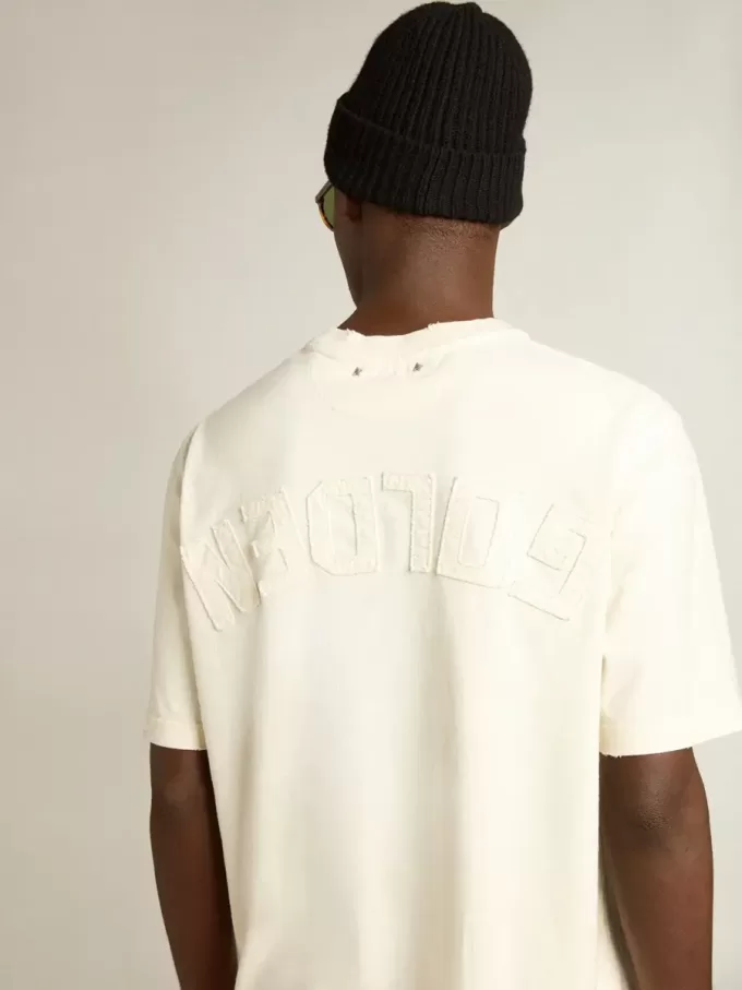 T-shirt in bianco invecchiato con logo rovesciato sul retro – Jersey Capsule T-shirt in bianco invecchiato con logo rovesciato sul retro – Jersey Capsule