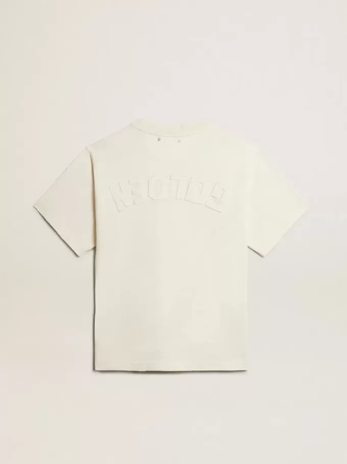 T-shirt in bianco invecchiato con logo rovesciato sul retro – Jersey Capsule T-shirt in bianco invecchiato con logo rovesciato sul retro – Jersey Capsule