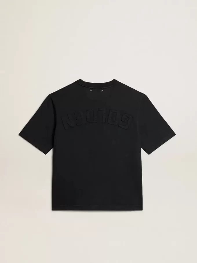 T-shirt in nero lavato con logo rovesciato sul retro – Capsule Jersey T-shirt in nero lavato con logo rovesciato sul retro – Capsule Jersey