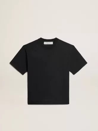T-shirt in nero lavato con logo rovesciato sul retro – Jersey Capsule