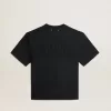 T-shirt in nero lavato con logo rovesciato sul retro – Jersey Capsule