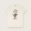 T-shirt Journey per bambina in jersey di cotone bianco con stampa digitale della mascotte e applicazioni in cristallo
