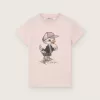 T-shirt Journey per bambina in jersey di cotone rosa con stampa digitale della mascotte