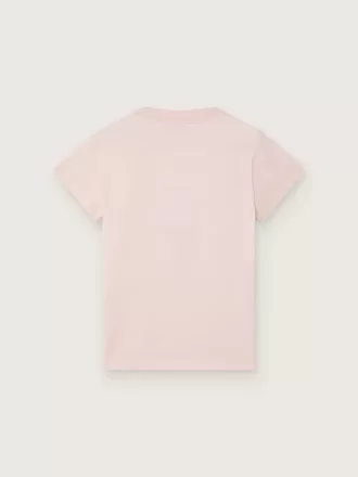 T-shirt Journey per bambina in jersey di cotone rosa con stampa digitale della mascotte