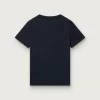 T-shirt Journey per bambino in jersey di cotone blu con stampa digitale della mascotte T-shirt Journey per bambino in jersey di cotone blu con stampa digitale della mascotte