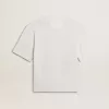 T-shirt leggera da donna in lino bianco con stampa